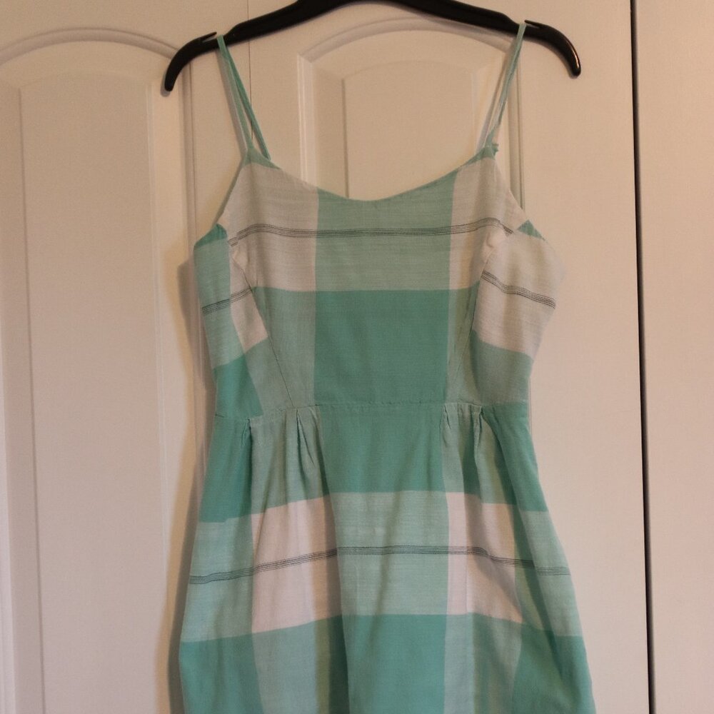 Old Navy Green and White Adjustable Spaghetti Strap Summer Lightweight Dress  Sm
